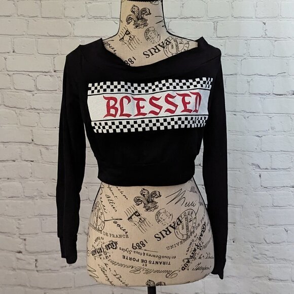 Fashion Nova Blessed Off Shoulder Long Sleeve Top L NWT - Picture 1 of 5